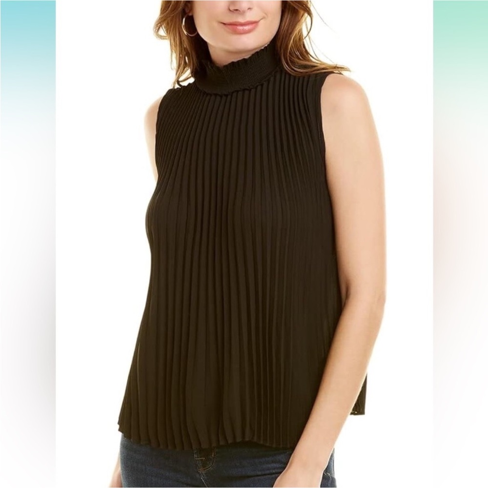 Nanette Lepore Pintuck Ruffle Mock Neck Top